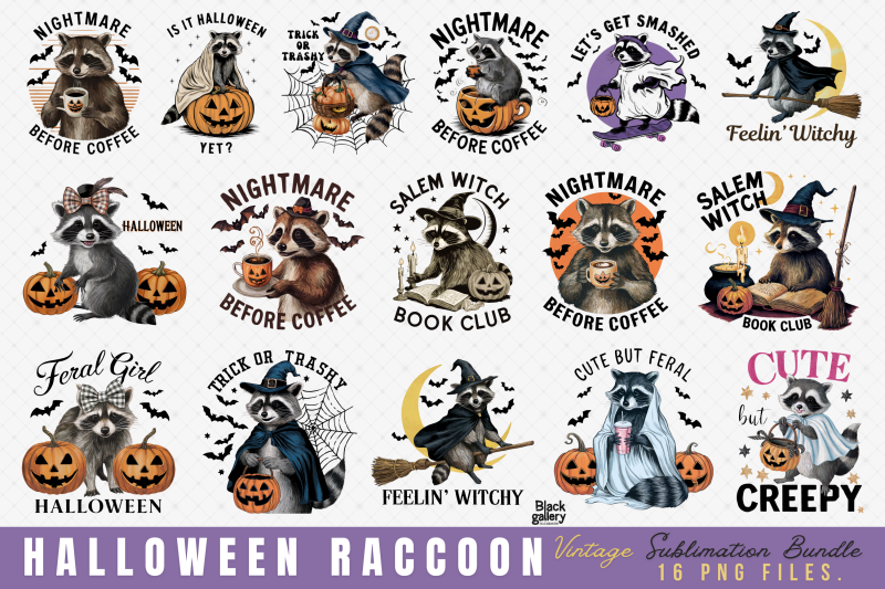 vintage-halloween-raccoon-png-bundle