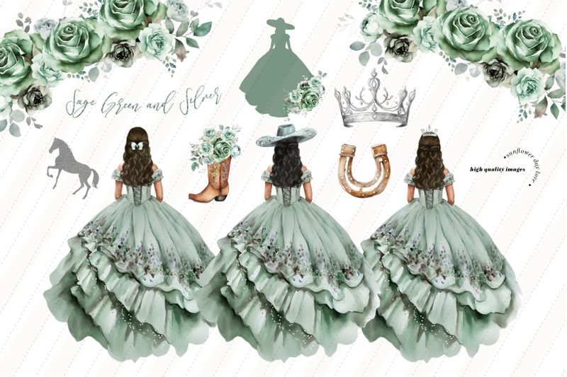 sage-green-princess-silver-crown-charro-boots-clipart