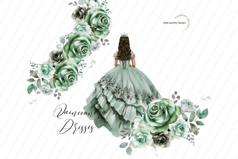 sage-green-princess-silver-crown-charro-boots-clipart