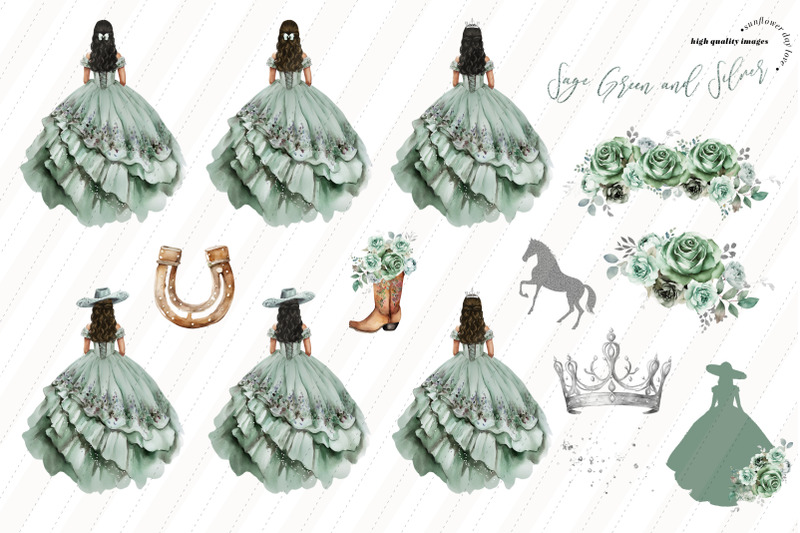 sage-green-princess-silver-crown-charro-boots-clipart