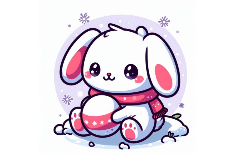 a-cartoon-bunny-with-a-snowball