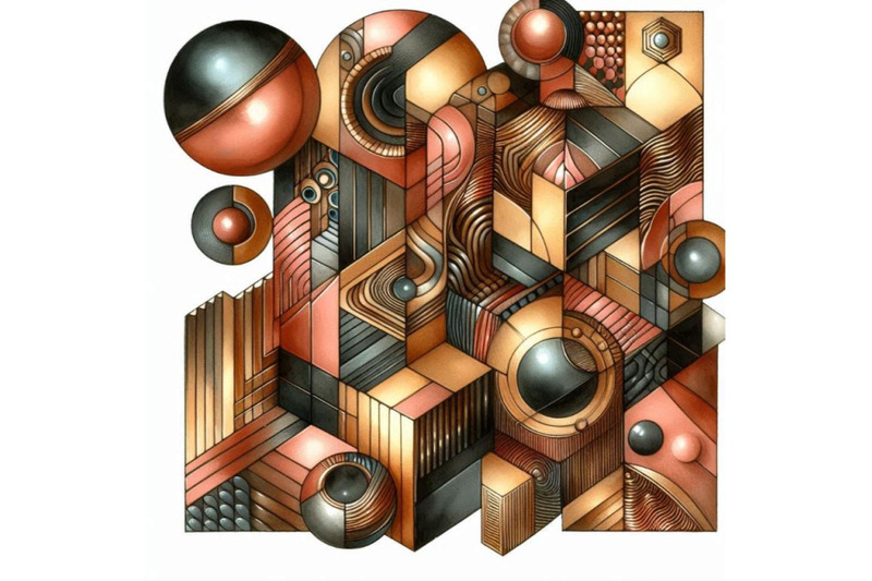 abstract-geometric-shapes-in-metallic-copper-and-bronze-tones