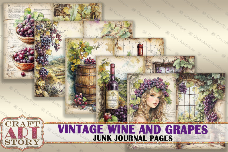 vintage-wine-and-grapes-junk-journal-pages-scrapbook