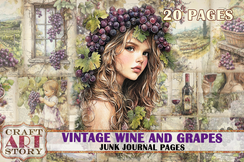 vintage-wine-and-grapes-junk-journal-pages-scrapbook