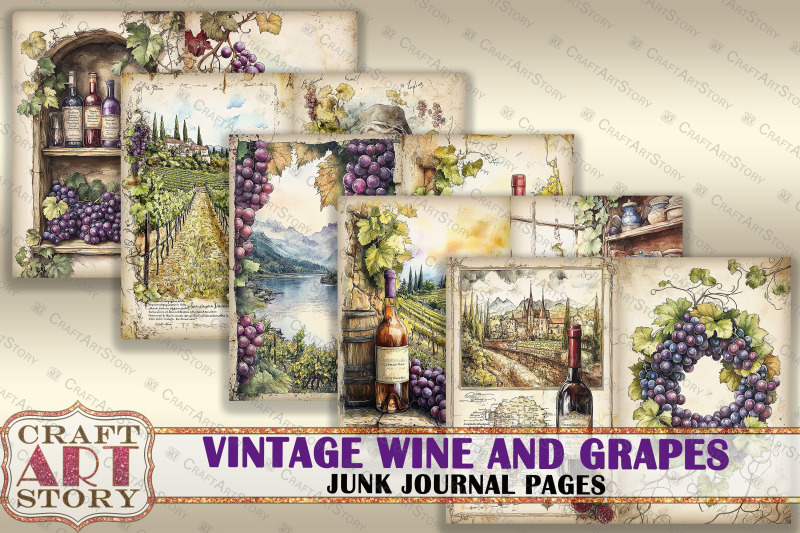 vintage-wine-and-grapes-junk-journal-pages-scrapbook