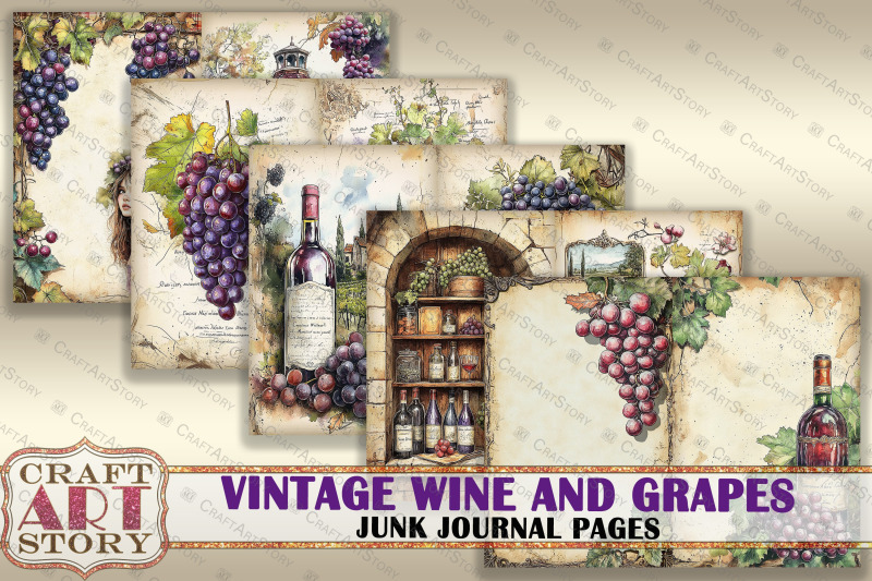 vintage-wine-and-grapes-junk-journal-pages-scrapbook