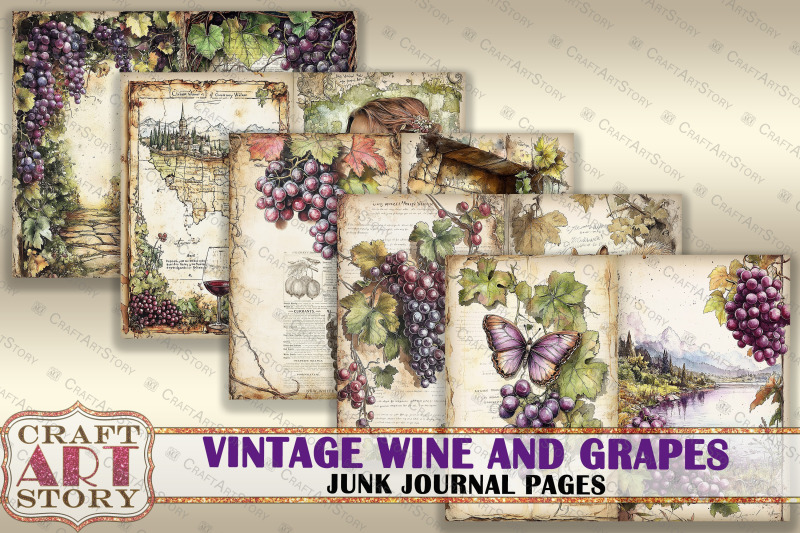 vintage-wine-and-grapes-junk-journal-pages-scrapbook