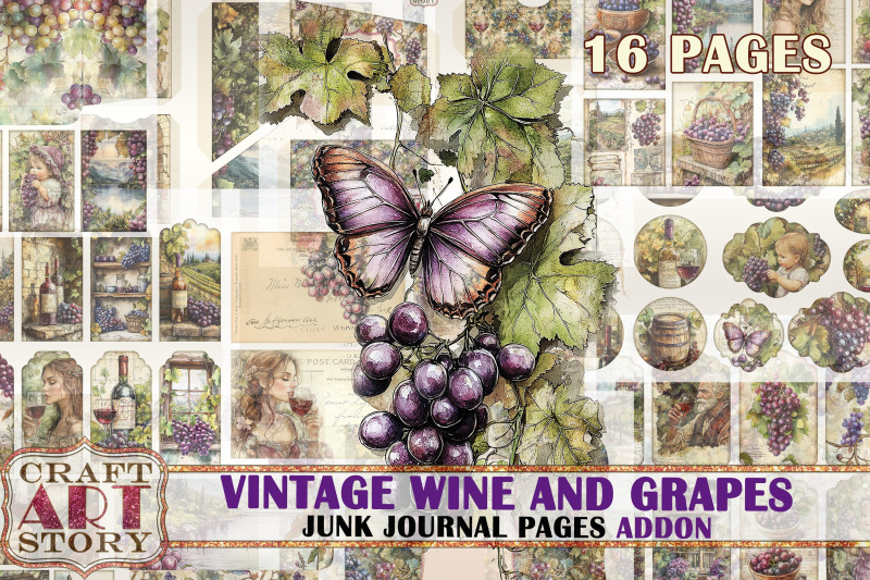 vintage-wine-and-grapes-junk-journal-pages-addon-scrapbook