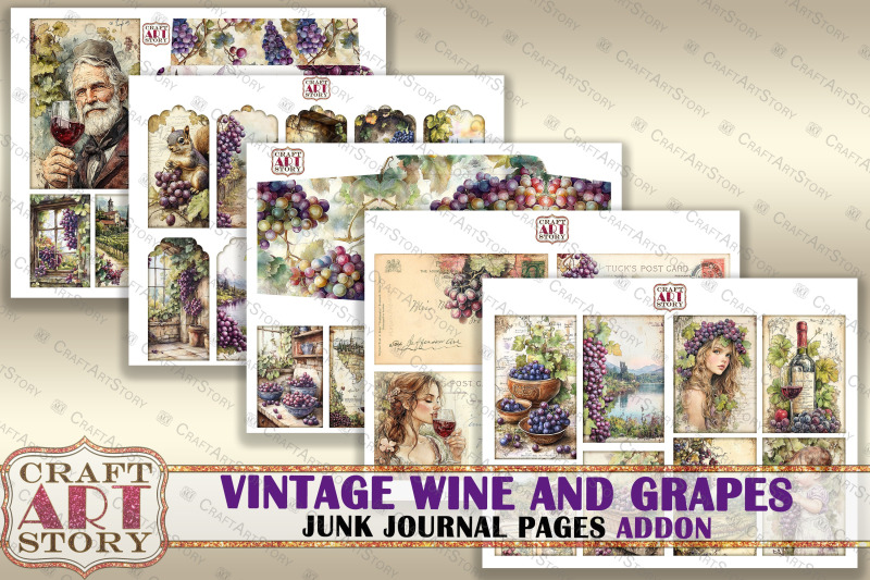 vintage-wine-and-grapes-junk-journal-pages-addon-scrapbook