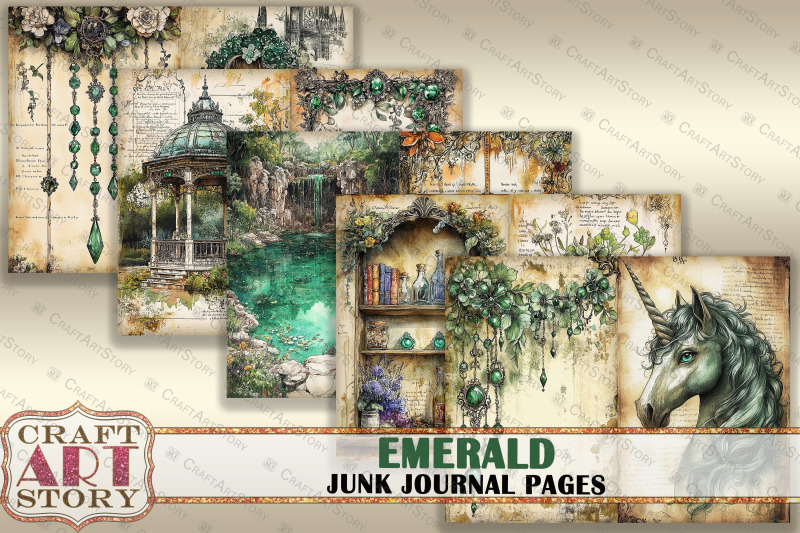 romantic-emerald-junk-journal-pages-fairy-emerald-scrapbook