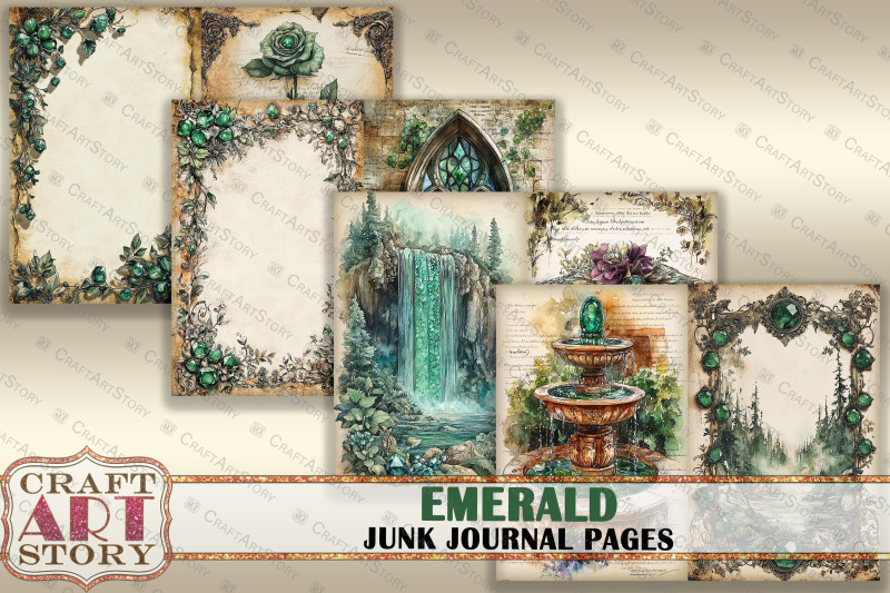 romantic-emerald-junk-journal-pages-fairy-emerald-scrapbook