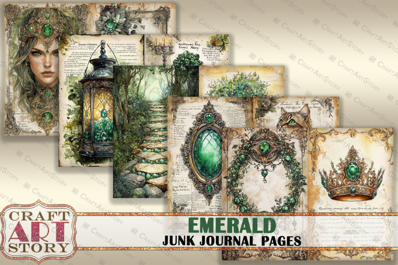 romantic-emerald-junk-journal-pages-fairy-emerald-scrapbook