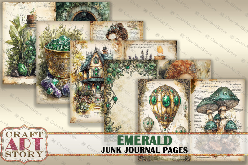 romantic-emerald-junk-journal-pages-fairy-emerald-scrapbook