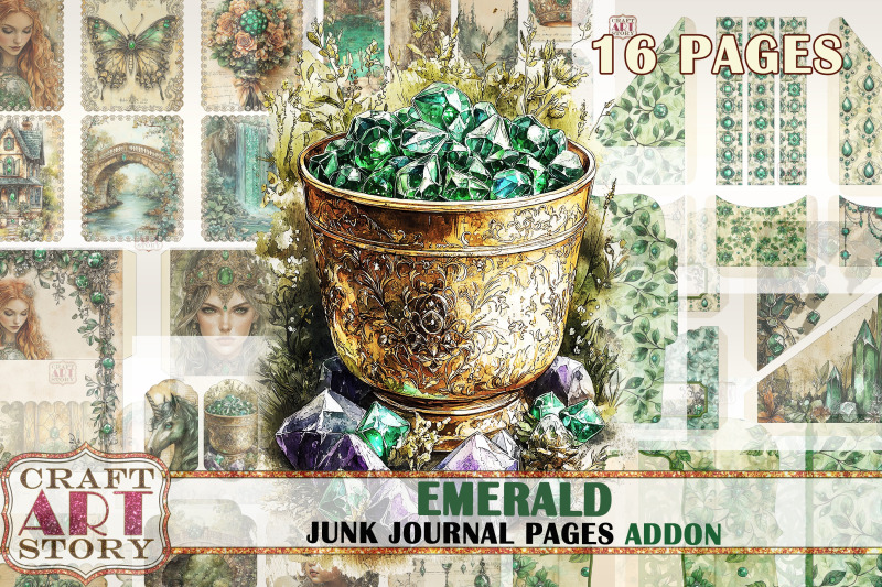 romantic-emerald-junk-journal-pages-fairy-emerald-addon