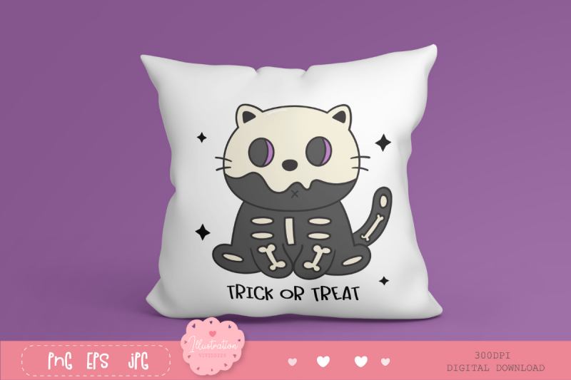 halloween-cat-trick-or-treat-kawaii-clipart-sublimation