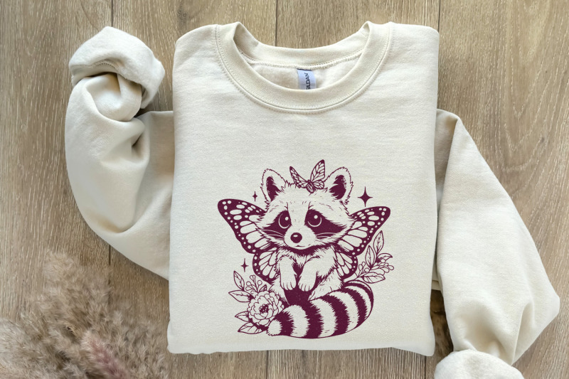 cute-hybrid-raccoon-with-butterfly-wings-png-vintage-animal-png-funn