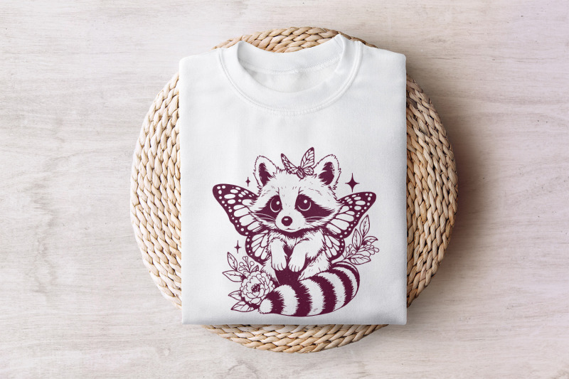 cute-hybrid-raccoon-with-butterfly-wings-png-vintage-animal-png-funn