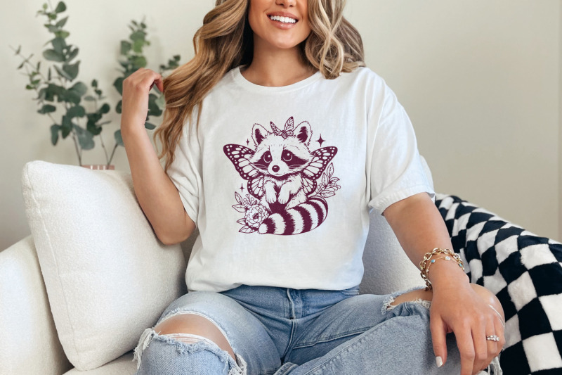 cute-hybrid-raccoon-with-butterfly-wings-png-vintage-animal-png-funn