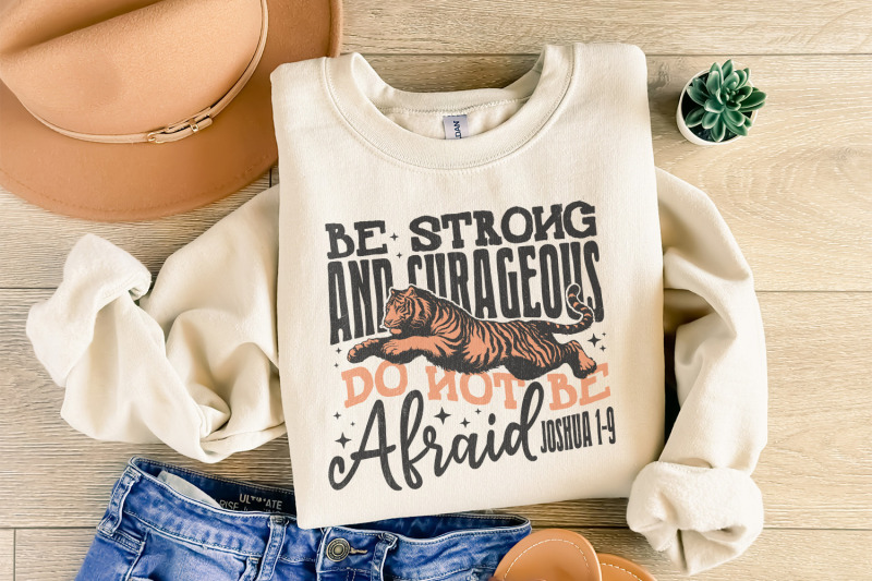 be-strong-and-courageous-sublimation-design-christian-png-faith-png