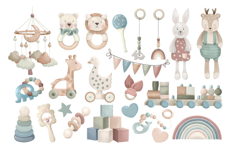 pastel-baby-toys-clipart-boho-nursery-decor