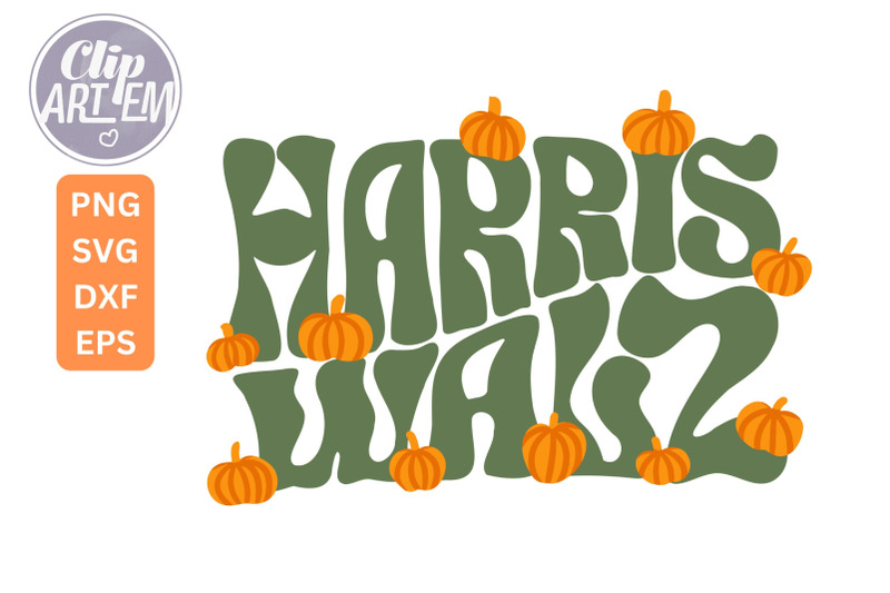 harris-walz-pumpkin-retro-clip-art-png-sublimation-svg-eps-dxf-files