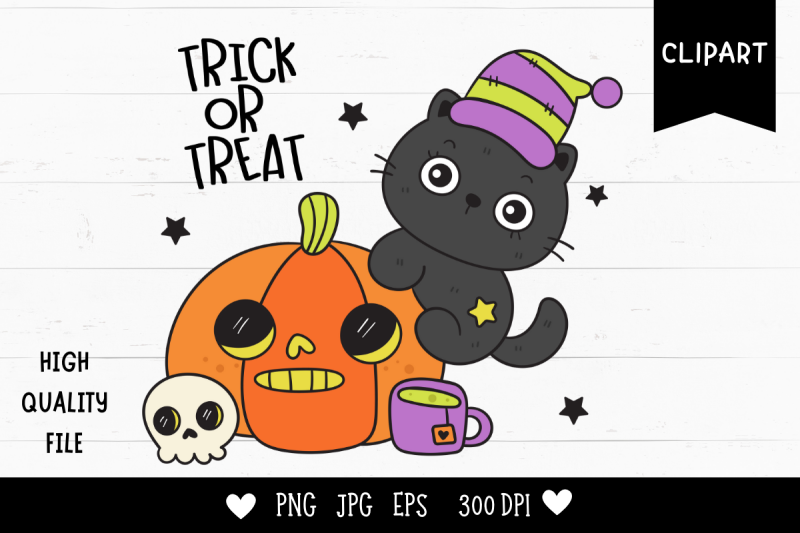 halloween-cat-on-pumpkin-jack-o-lantern-kawaii-clipart