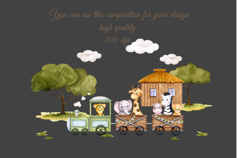 cute-animals-travel-by-train-watercolor-sublimation-png