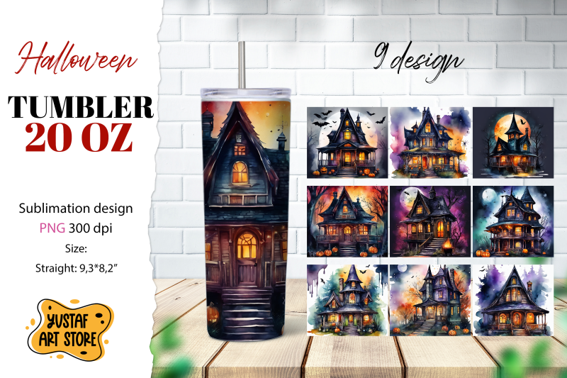 halloween-tumbler-bundle-spooky-house-sublimation-9-design