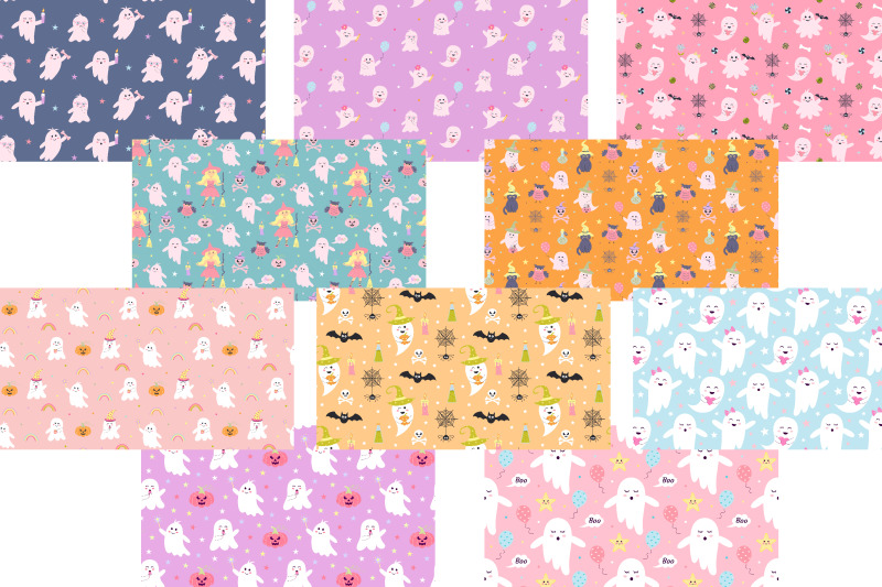 halloween-ghosts-seamless-patterns