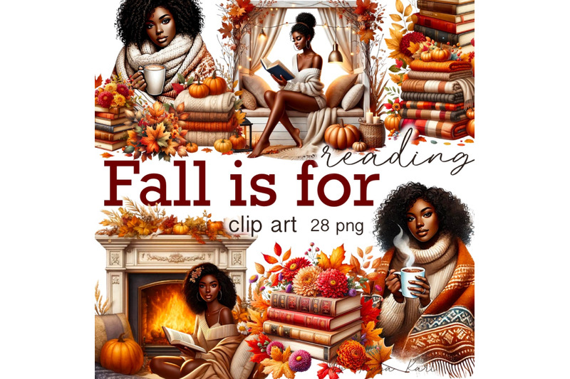 autumn-black-woman-reading-clip-art-bundle-pumpkin-decor-amp-bookish-st