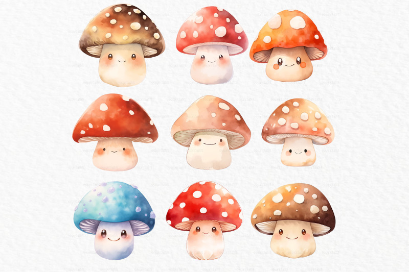 mushrooms-watercolor-clipart-png