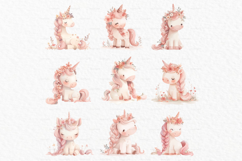 pink-unicorn-watercolor-clipart-png