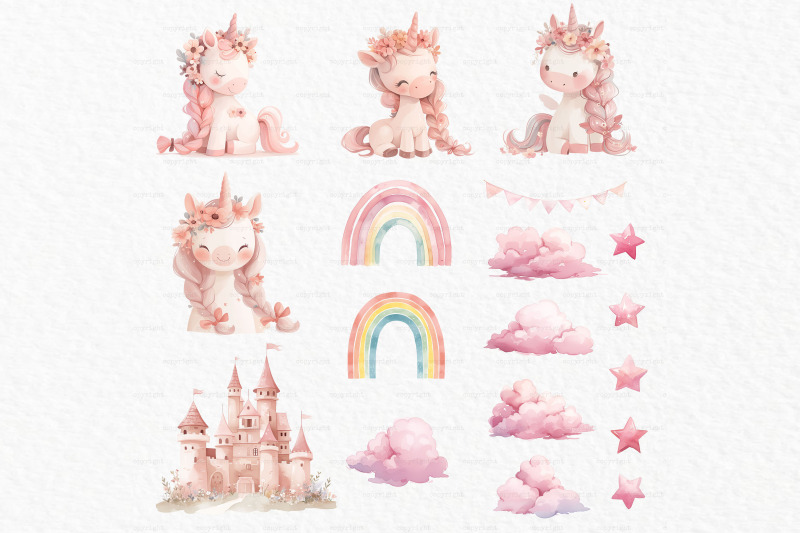 pink-unicorn-watercolor-clipart-png