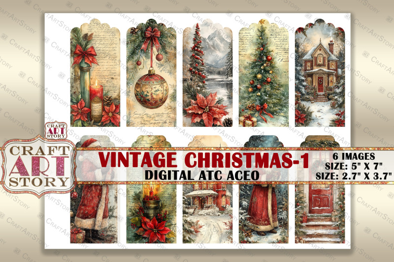 vintage-christmas-1-picture-collage-cards-atc-bonus-xmas