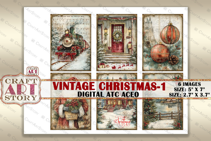 vintage-christmas-1-picture-collage-cards-atc-bonus-xmas