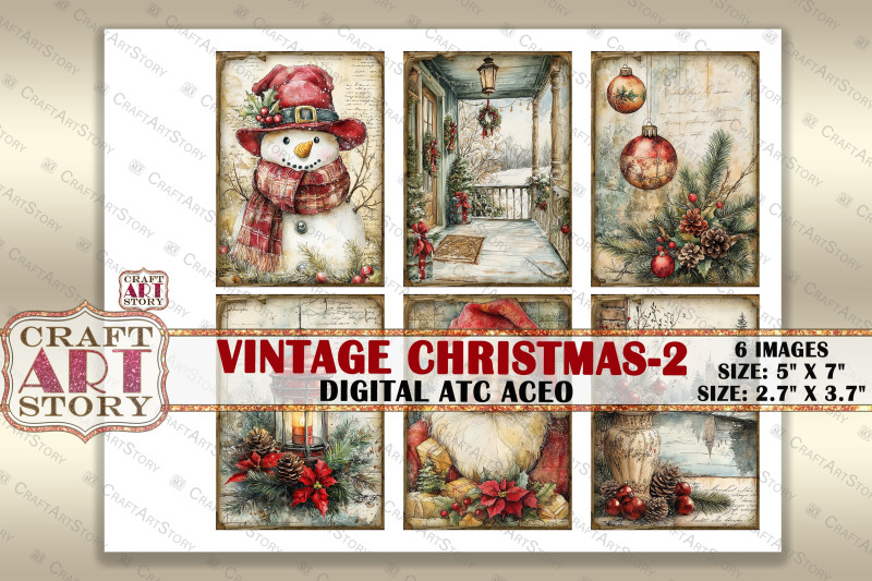 vintage-christmas-2-picture-collage-cards-atc-bonus-xmas