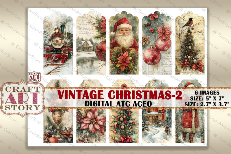 vintage-christmas-2-picture-collage-cards-atc-bonus-xmas