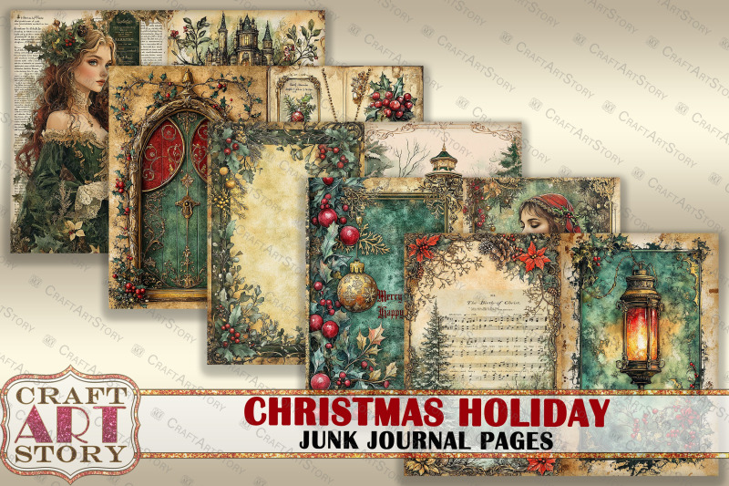 vintage-christmas-holiday-junk-journal-pages-winter