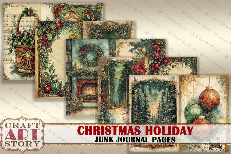 vintage-christmas-holiday-junk-journal-pages-winter