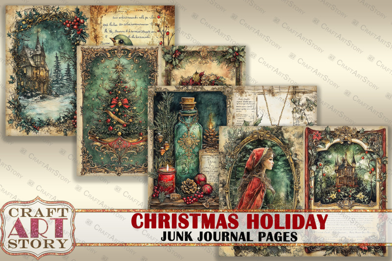 vintage-christmas-holiday-junk-journal-pages-winter