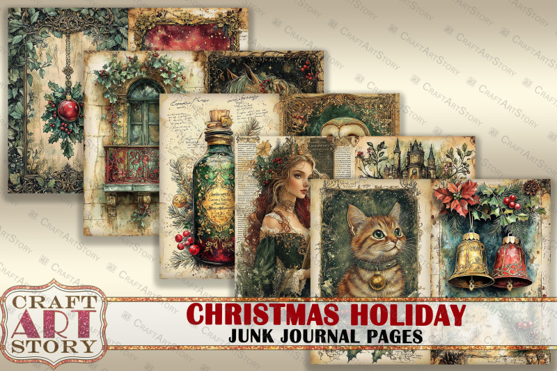 vintage-christmas-holiday-junk-journal-pages-winter