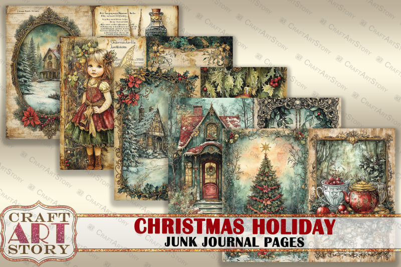 vintage-christmas-holiday-junk-journal-pages-winter