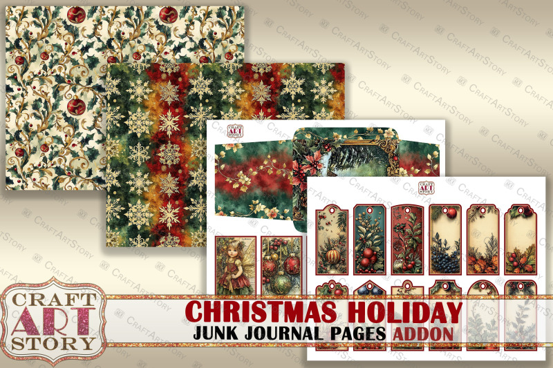 vintage-christmas-holiday-addon-junk-journal-pages-winter