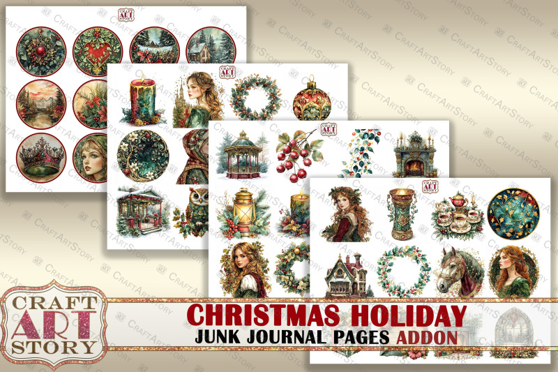 vintage-christmas-holiday-addon-junk-journal-pages-winter