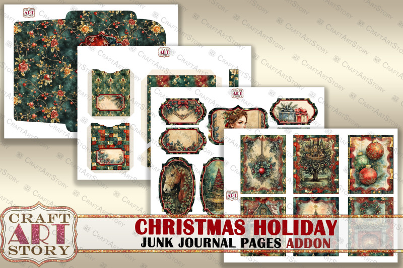 vintage-christmas-holiday-addon-junk-journal-pages-winter