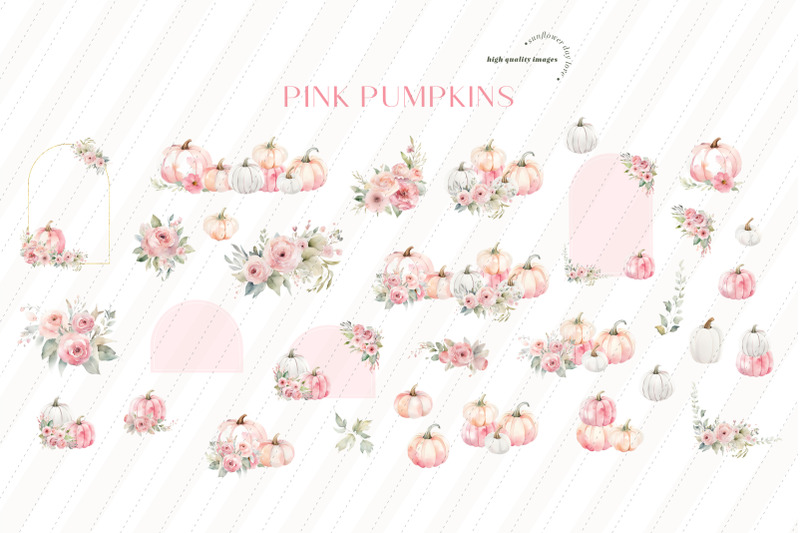 boho-pink-autumn-pumpkin-clipart