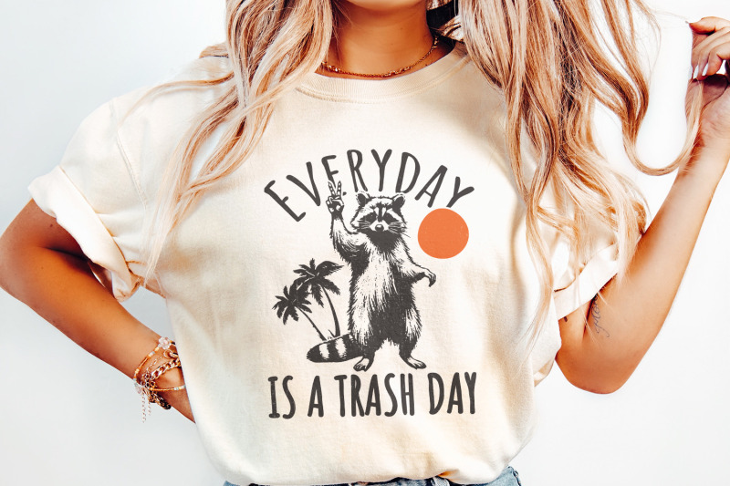 everyday-is-trash-day-png-funny-raccoon-png-retro-png-animal-lover