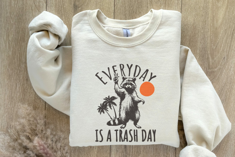 everyday-is-trash-day-png-funny-raccoon-png-retro-png-animal-lover