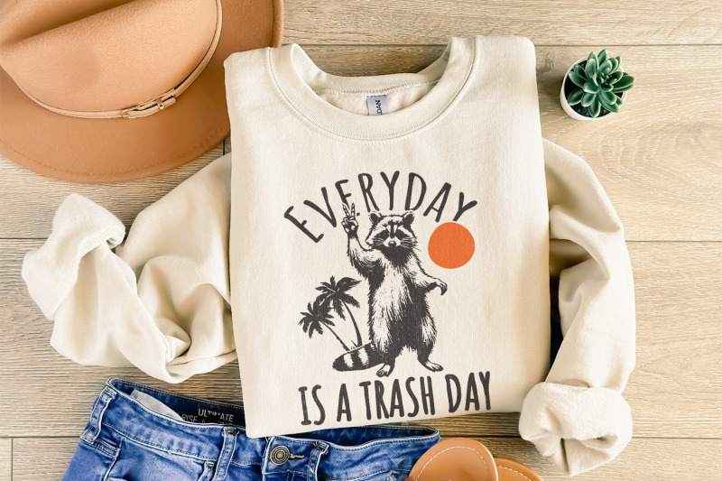 everyday-is-trash-day-png-funny-raccoon-png-retro-png-animal-lover