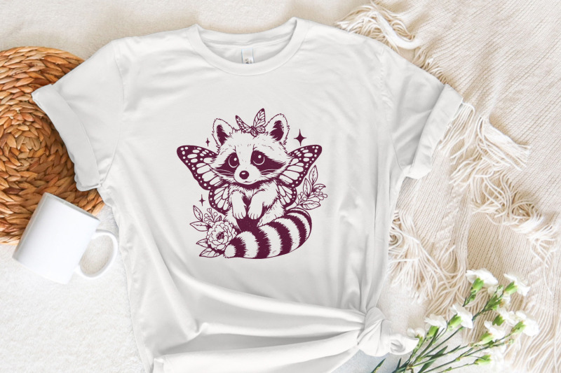 cute-hybrid-raccoon-with-butterfly-wings-png-vintage-animal-png-funn